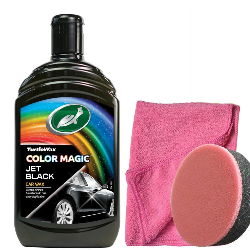 Turtle Wax Jet Black Renkli Cila Siyah 500 Ml + Pasta cila Süngeri + 3 Bez