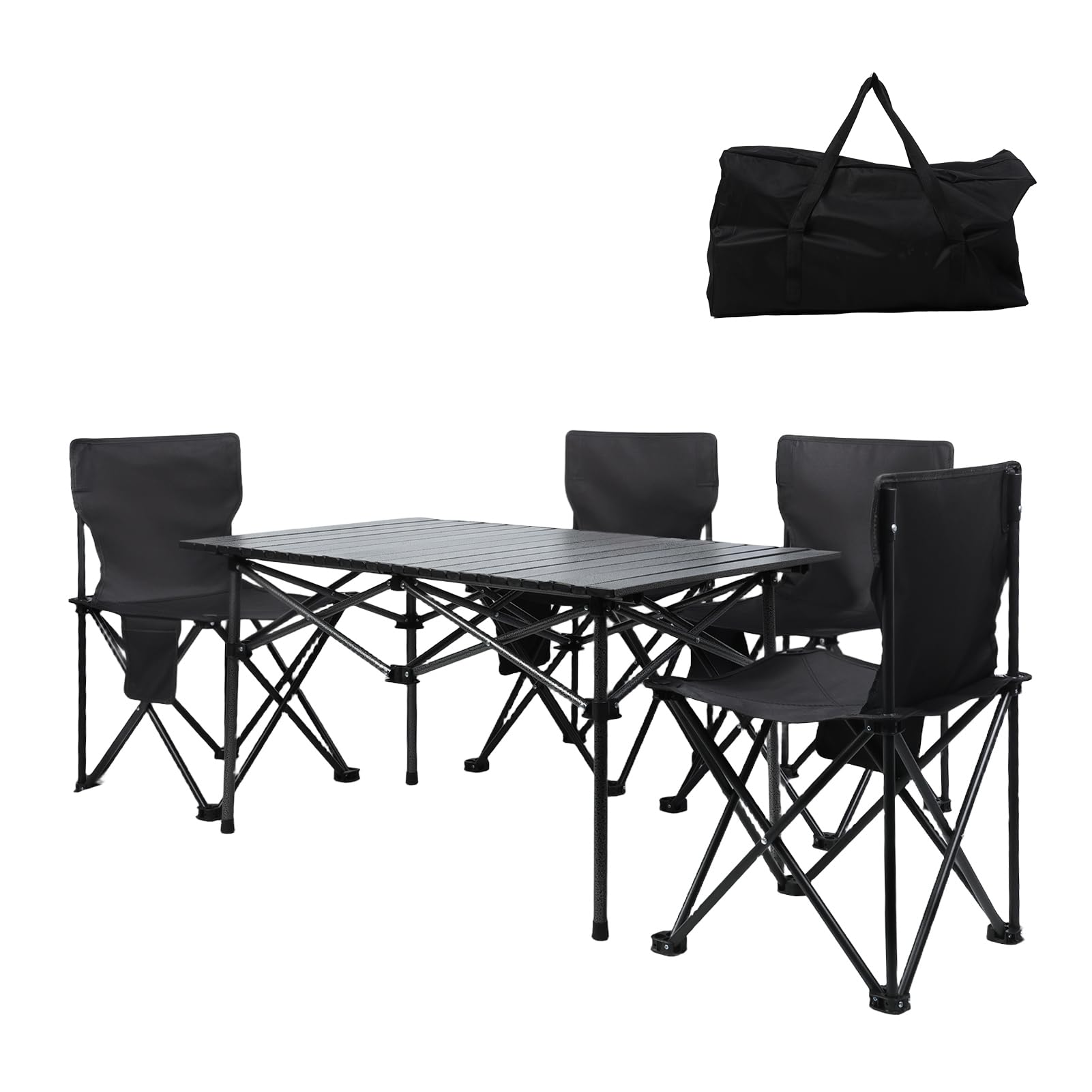Set di tavolo da campeggio portatile con 4 sedie, metallo Oxford tessuto pieghevole Picnic tavolo e sedia tavoli da giardino e sedie con borsa di trasporto borsa di ricarica