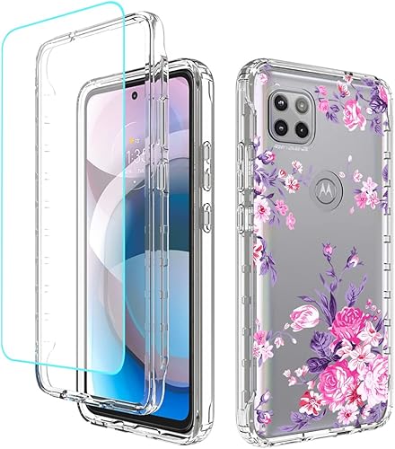 sidande Funda para Moto One 5G AceMoto G 5G con protector de pantalla de vidrio templado, cuerpo completo, a prueba de golpes, transparente, suave,