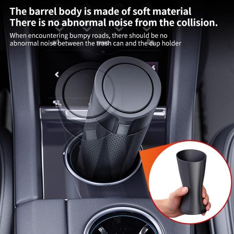 Image of RIGGEAR Car Trash Can for Cup Holder, Mini Waterproof Leakproof Car Dustbin with Flip Lid, Portable Garbage Bin (Black)