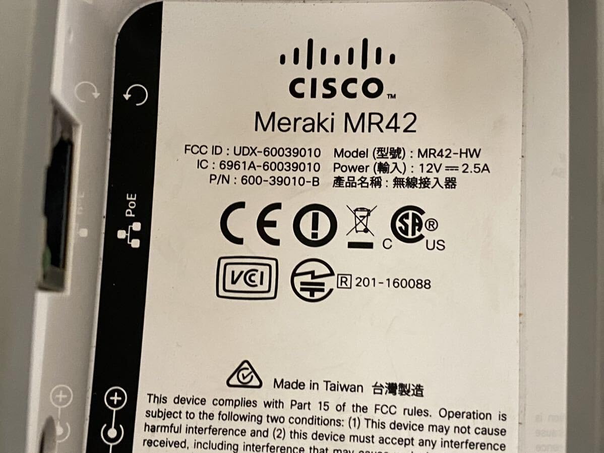 CISCO Meraki MR42-HW クラウド管理型アクセスポイント CISCO Meraki MR42-HW クラウド管理型アクセスポイント