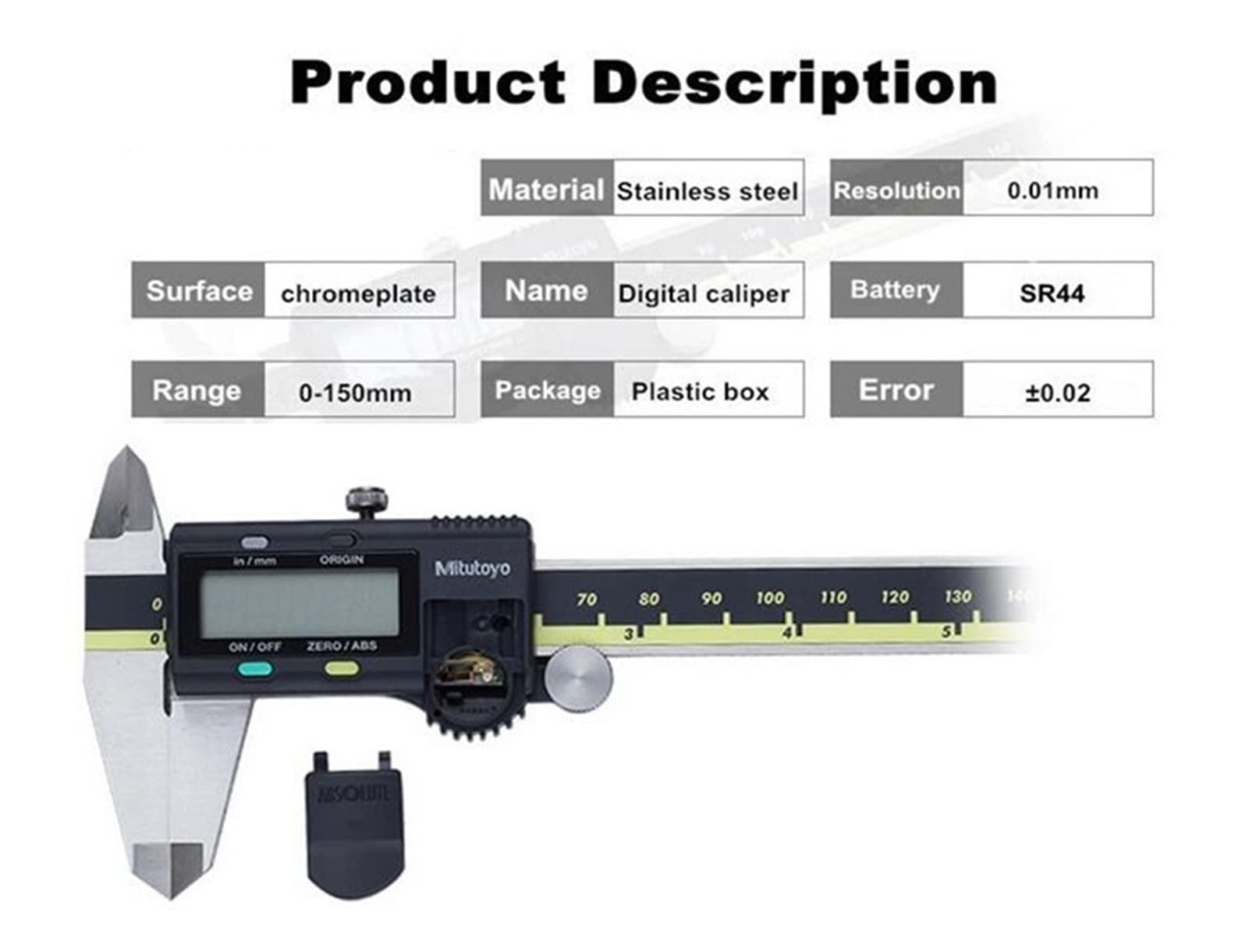 Suwmiarka cyfrowa, Cyfrowe Cyfrowe zaciski Vernier 12 cali 0-150 200 300mm 500-193-20 Caliper LCD Elektroniczna pomiarowa stal nierdzewna(500-196-20 150mm)