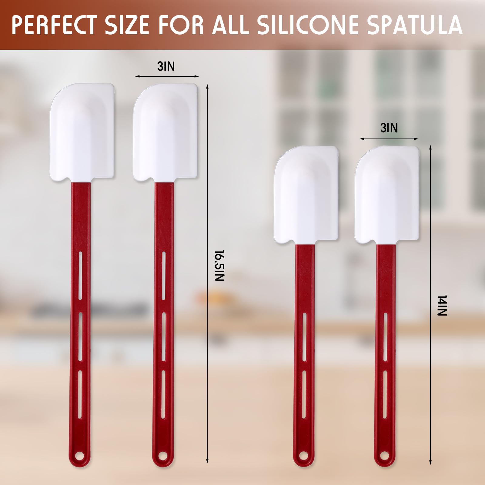 Norme 4 espátulas de silicona de alta temperatura, resistentes al calor, espátula de silicona comercial con asa para cocina, cocina, hornear, mezclar, utensilios de cocina, aptos para lavavajillas (14
