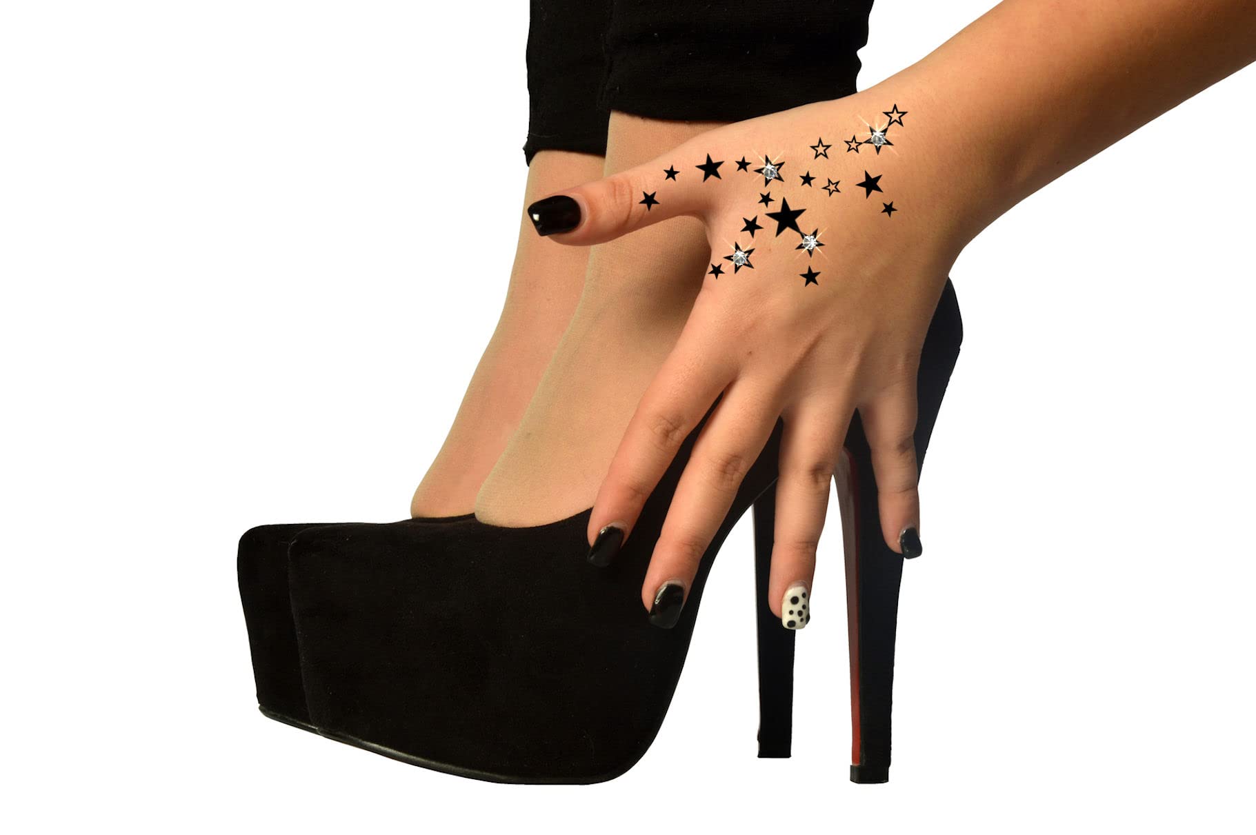 Black Crystals Tattoo with Swarovski Elements, 2 Pieces Box Set