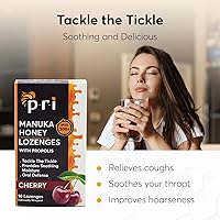 Vista 2 de P.R.I Manuka Honey Lozenges with Propolis, Cherry Menthol Cough Drops, Natural Throat Drops, MGO 300+ Certified (16 Count, 2 Pack)