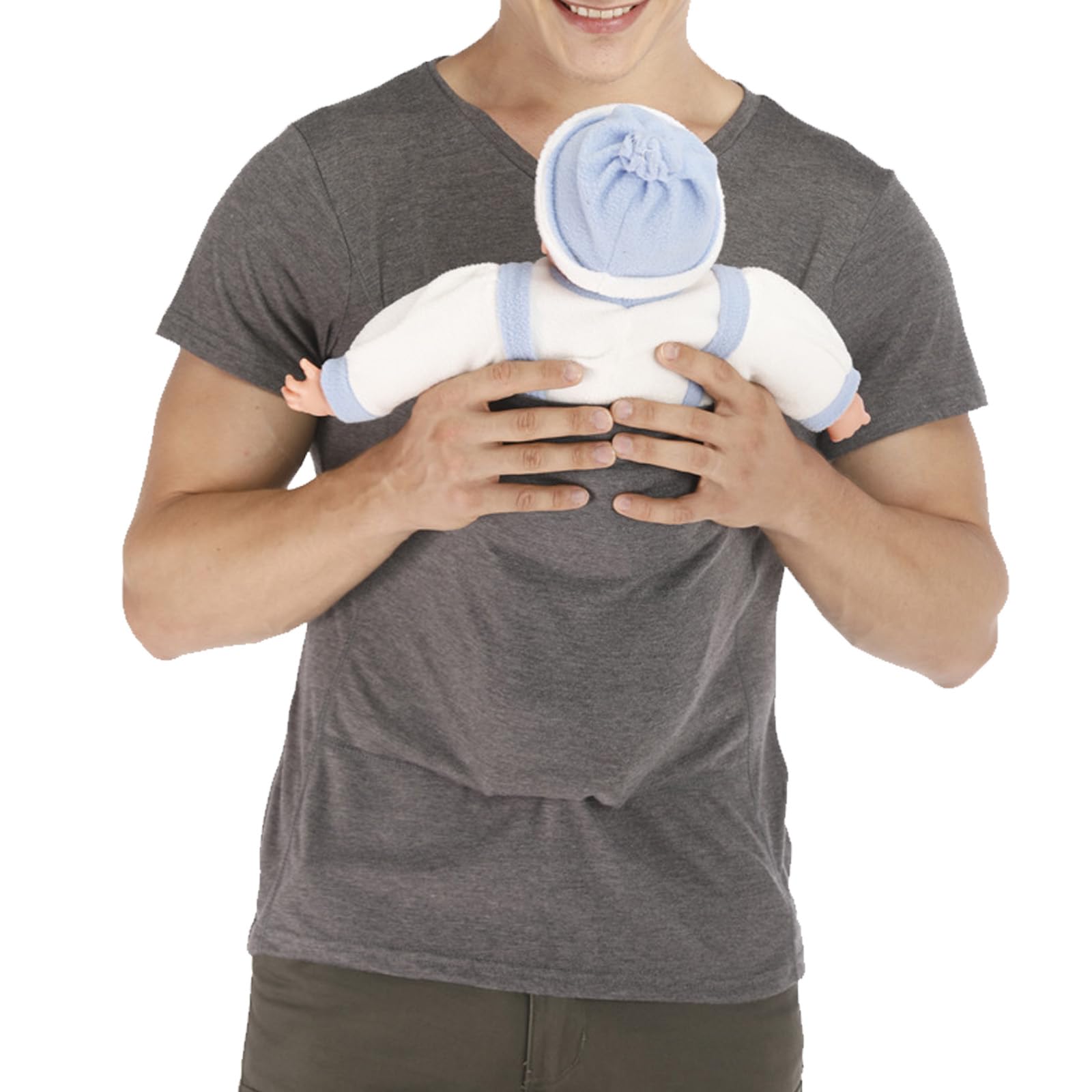 Mens Baby Carrier Shirt, Kangaroo Shirt for Dad and Baby V Neck Short Sleeve Kangaroo T Shirt Baby Carrier Shirt for Dad-Green-3XL