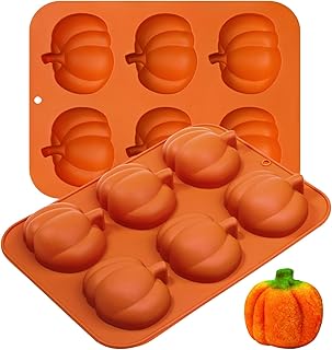 Kamehame Pumpkin Cake Molds, 2pcs Silicone Pumpkin Cake Pan 6-Cavity Fall Silicone Mold Thanksgiving Candy Mold for Baking Cupcake Chocolate