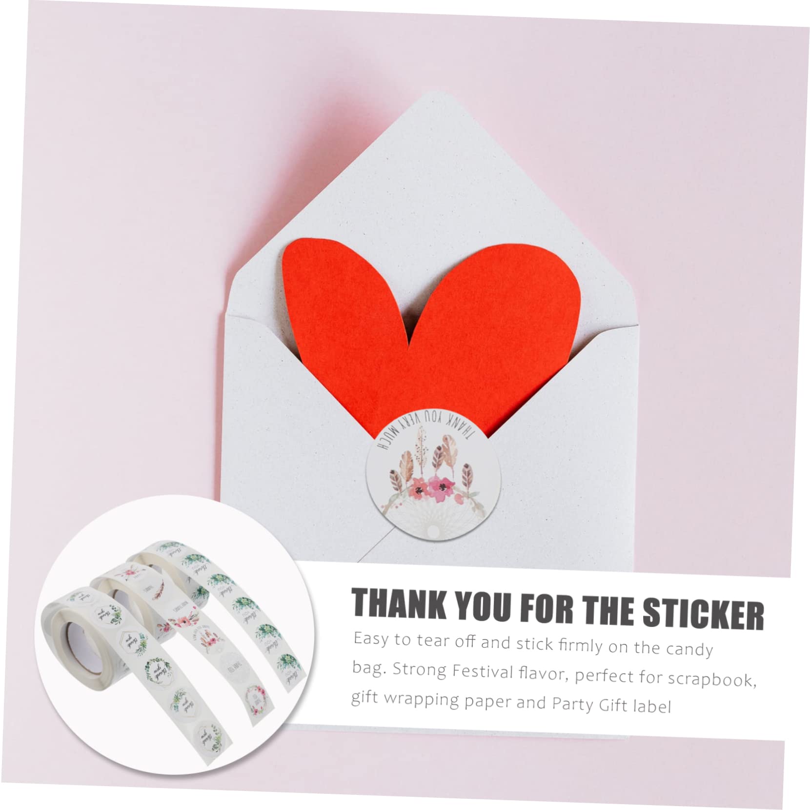 TEHAUX 18rotoli Adesivi Ringraziamento Con Motivo Floreale Etichette Adesive Per Compleanni Matrimoni e Festeggiamenti Decorazioni Autoadesive Per Buste e Regali