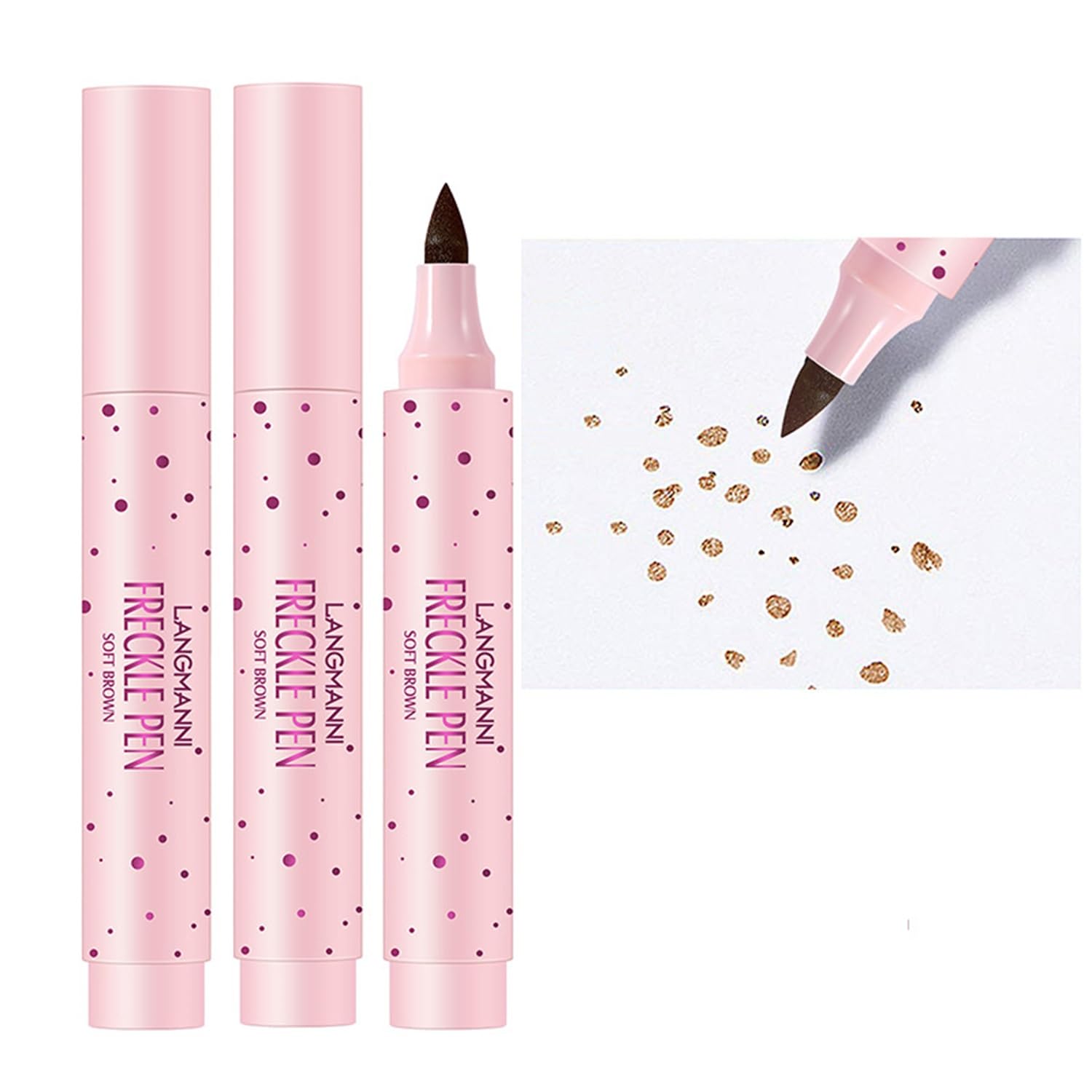 2 Stück Sommersprossen-Stift, Natürliches lebensechtes Sommersprossen-Makeup, Wasserfester langanhaltender weicher Punkt-Sopt-Stift für natürliches müheloses Sunkissed-Makeup, #Hellbraun