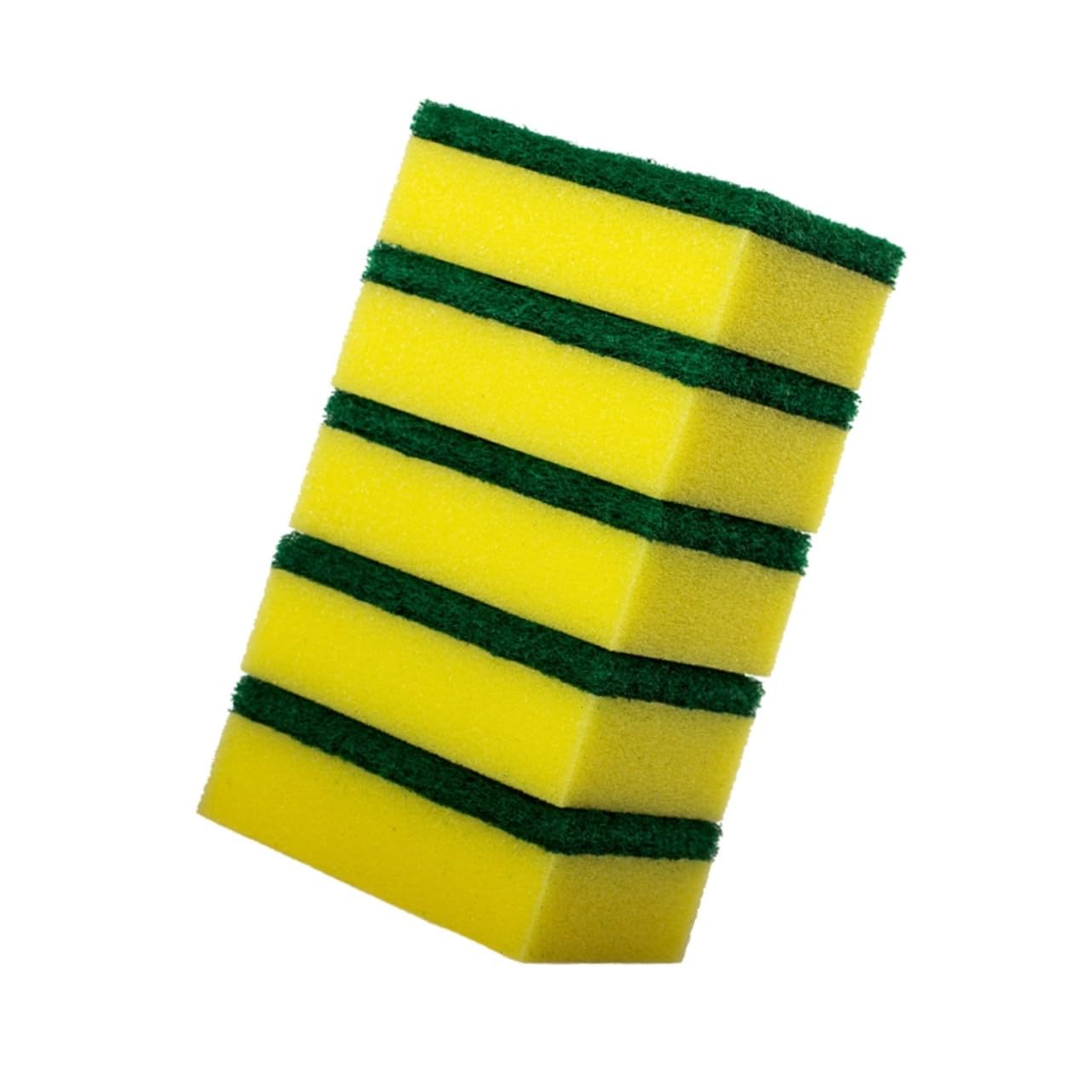 112 Pezzi Spugne per Pulizia Cucina Giallo e Verde Antiscivolo e Resistente di Spugnette per Lavare Piatti con Superficie Abrasiva e Durevole per Pulizie Pesanti e Uso Quotidiano