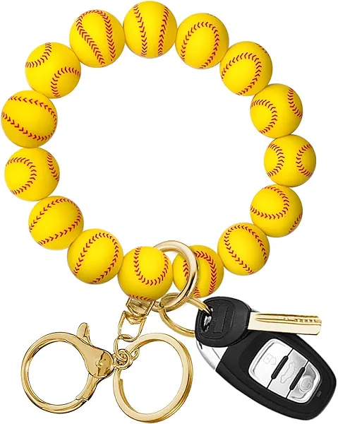 RAYONEE Handmade Wristlet Keychain, Key Ring Bracelet for Women, Bangle Key Chain Holder,Silicone Beads Key Ring