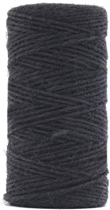 Tenn Well Black Jute Twine, 335 Feet 2mm Arts and Crafts Jute Rope Roll Packing String for Crafts, Gift Wrapping, Halloween Decorations, Bundling