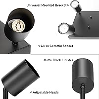 Vista 3 de Focos de techo Interior: 4 luces LED de montaje empotrado lámpara de techo GU10 cabeza moderna negra ajustable direccional luz para cocina, baño