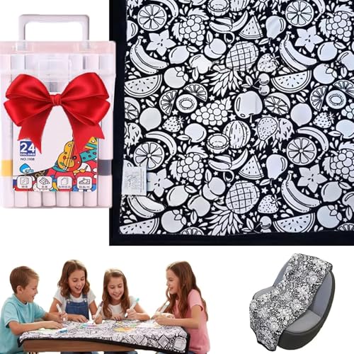 DIY Coloring Blanket, Kids Fuzzy Fabric, Soft Cozy Bedroom Decor,