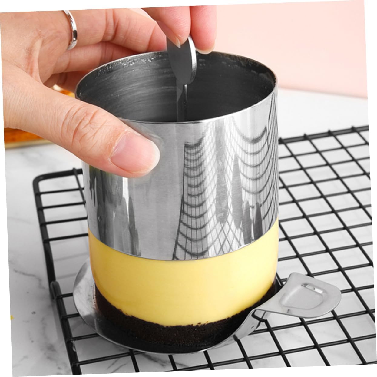ULTECHNOVO Baking Molds Set Round Mousse Ring Cake Mould Cake Collar for Tiramisu Battenberg