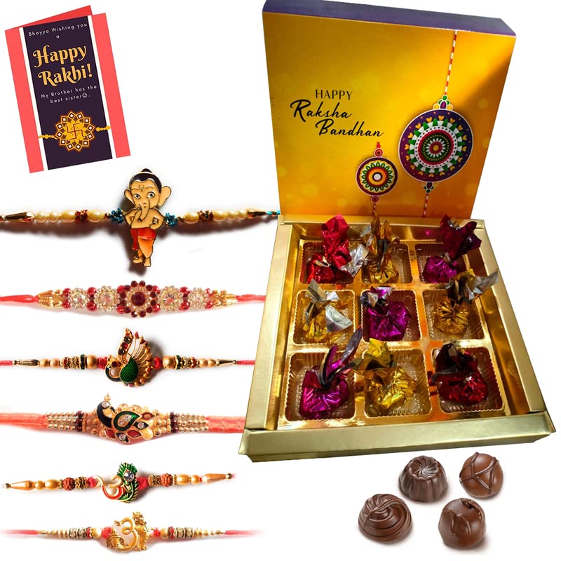Tannyamika Rakhi for Brother Chocolates Combo with Gift Rakhi with Chocolates Pack Mini Greeting Card and Roli Chawal - Rakhi Gift for Brother(9 piece chocolates + 6 Rakhi + Card + Rolli Chawal) (B0B8625NS1) Amazon Price History, Amazon Price Tracker