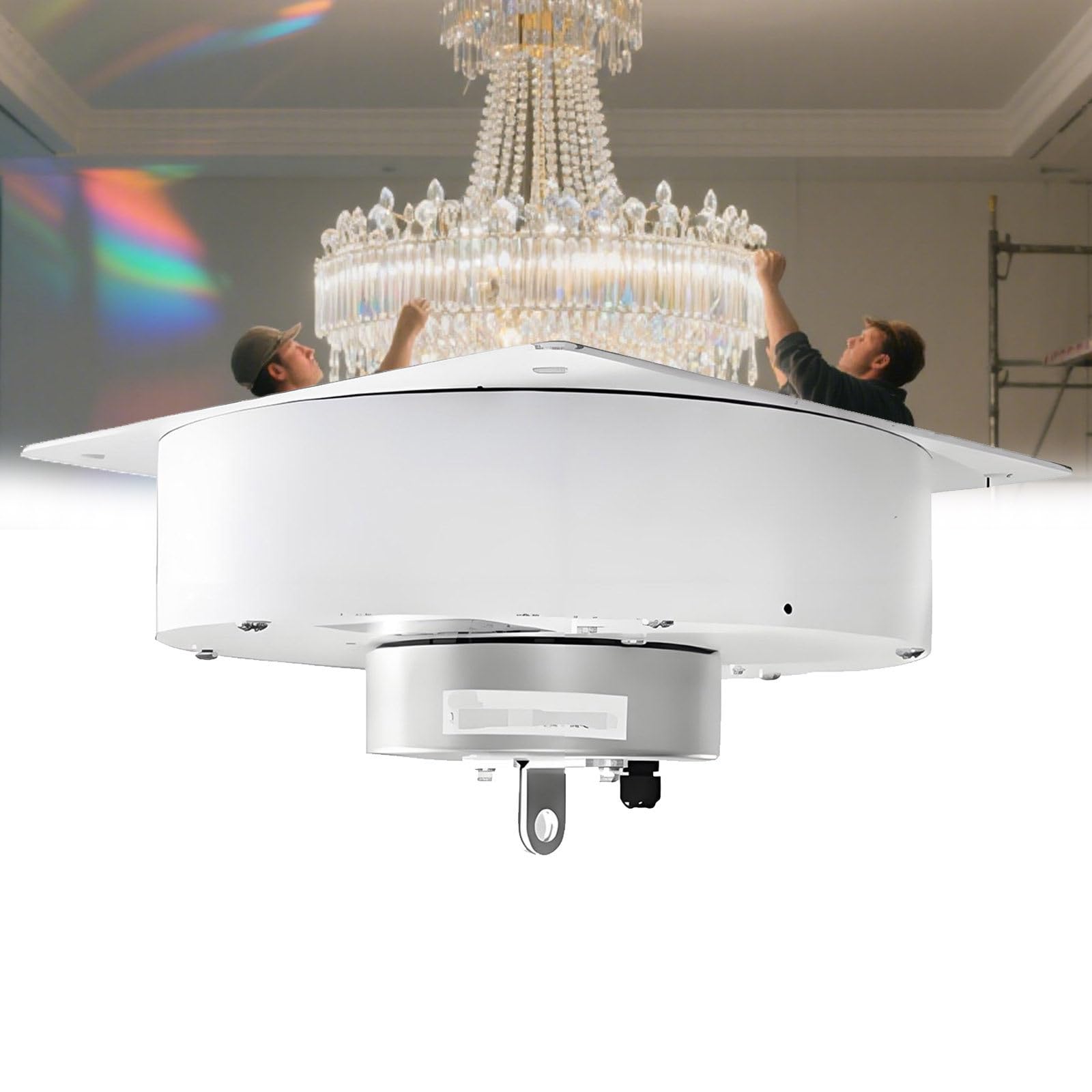 LYMSXAZOU Chandelier Hoist Pendant Light Lifting System with Remote Control, Electric for Lamp Cleaning and Maintenance, Supports Up to 70KG