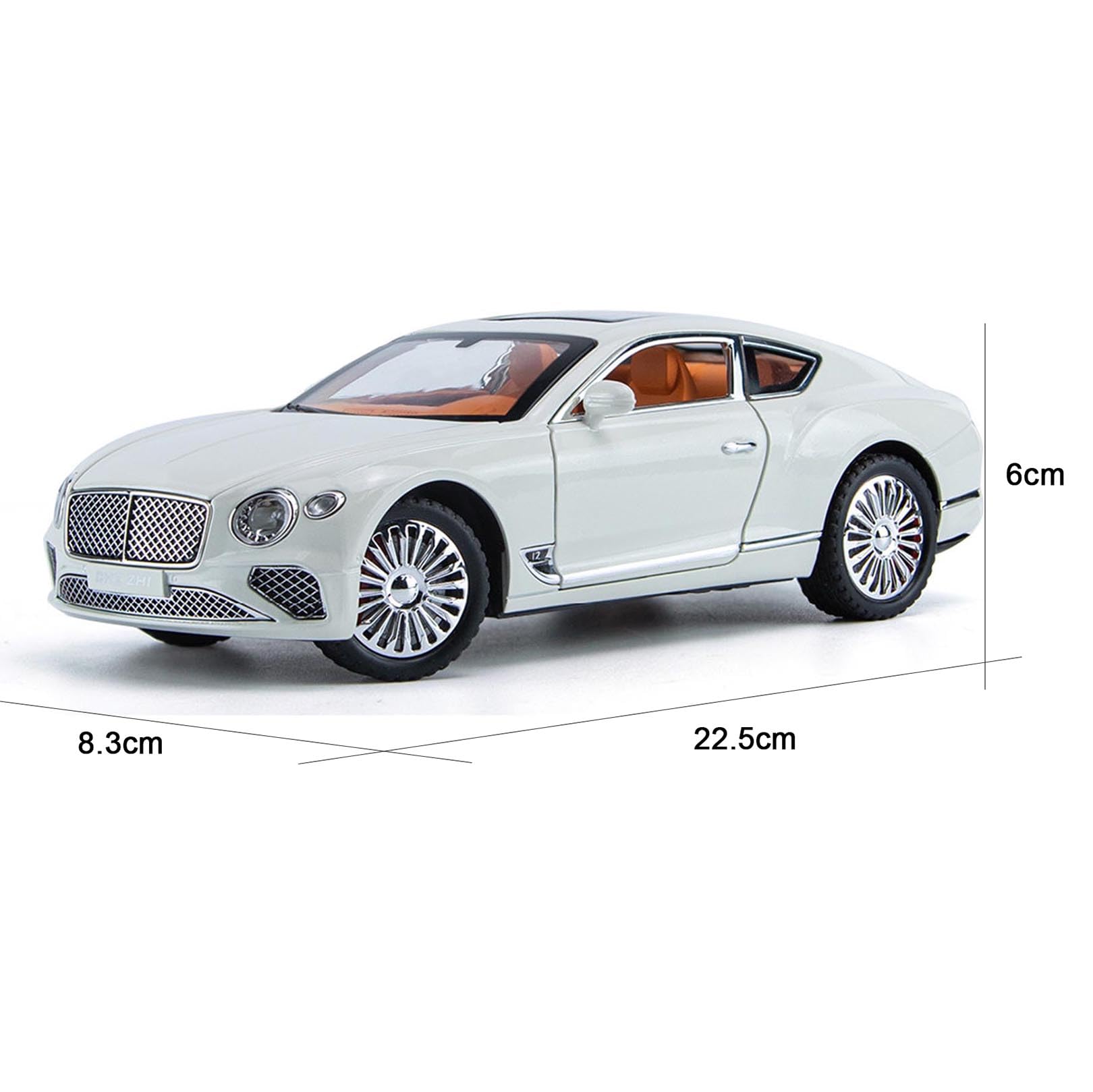 Modellino in scala 1:24, compatibile con Bentley Continental GT, modellini in metallo pressofuso per collezionisti (White)