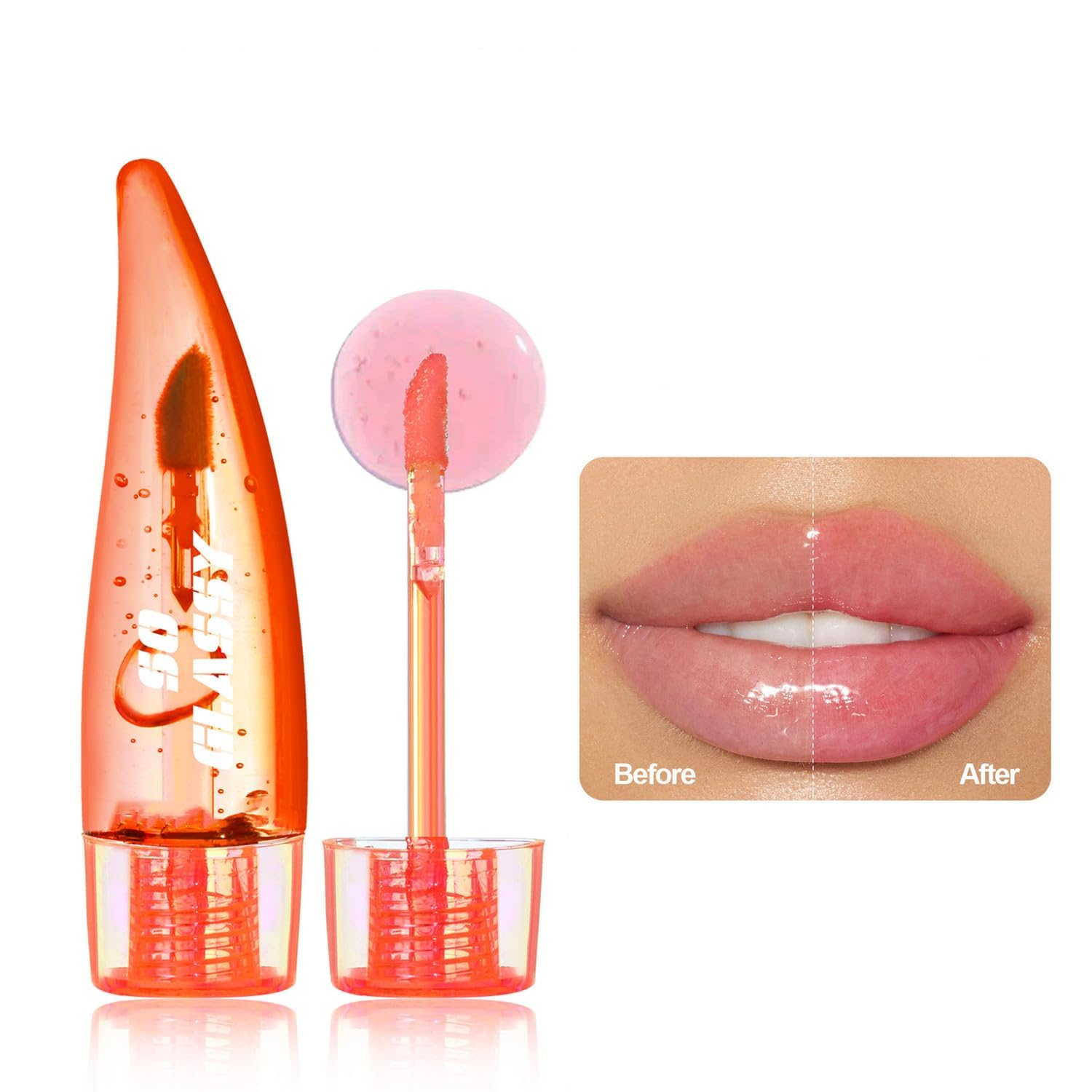 BIOKUSY Lip Glow Color Changing Lip Gloss, pH Reacting Lip Color Thermal Discoloration Tinted Plumping Lip Oil Gloss, Long Lasting Moisture & Natural, Radiant Finish(#02)