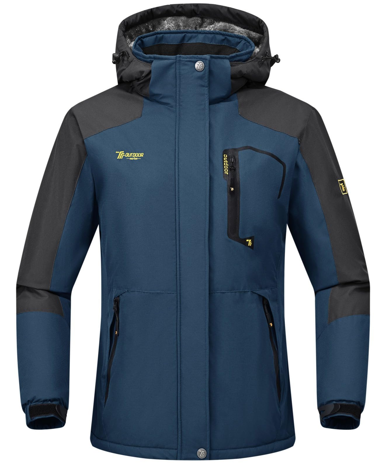 Rdruko Skijacke Damen Warme Winterjacke Gefüttert Verdickt Softshelljacke Wasserdicht Snowboardjacke Atmungsaktiv mit Abtrennbarer Kapuze