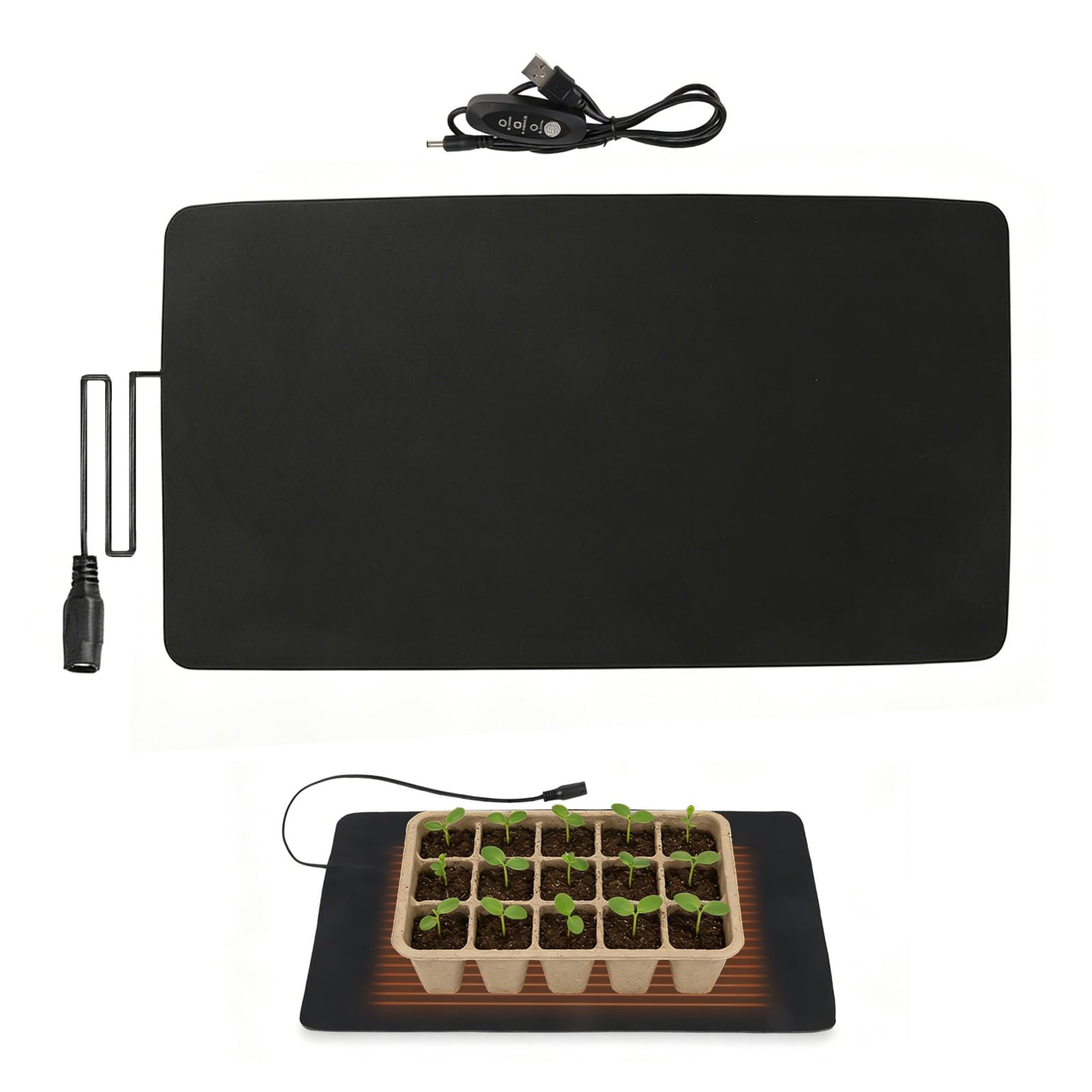 Gsycle Seedling Heat Mat, Adjustment 40-45℃ PU Leather Hydroponic Heating Pad Seed Starting Trays Heated Propagator Plant Warm Mat for Winter Indoor Seedling Germination and Greenhouse