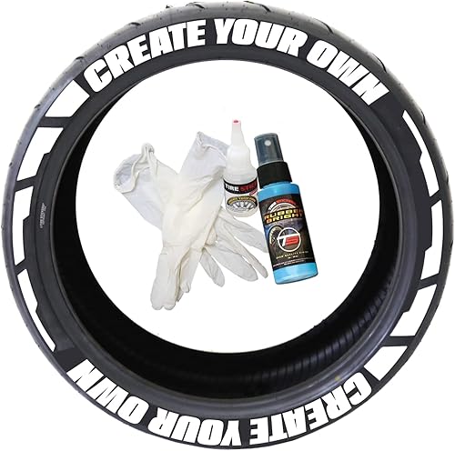 Tire Stickers Diseño personalizado de escarcha  Kit de letras de neumáticos de goma permanente con pegamento y limpiador de retoque de botellas de 2
