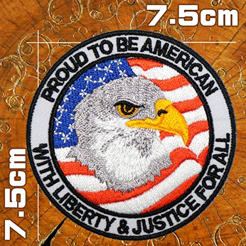 Amazon.co.jp: 刺繍アイロンワッペン【PROUD TO BE AMERICAN】丸 直径