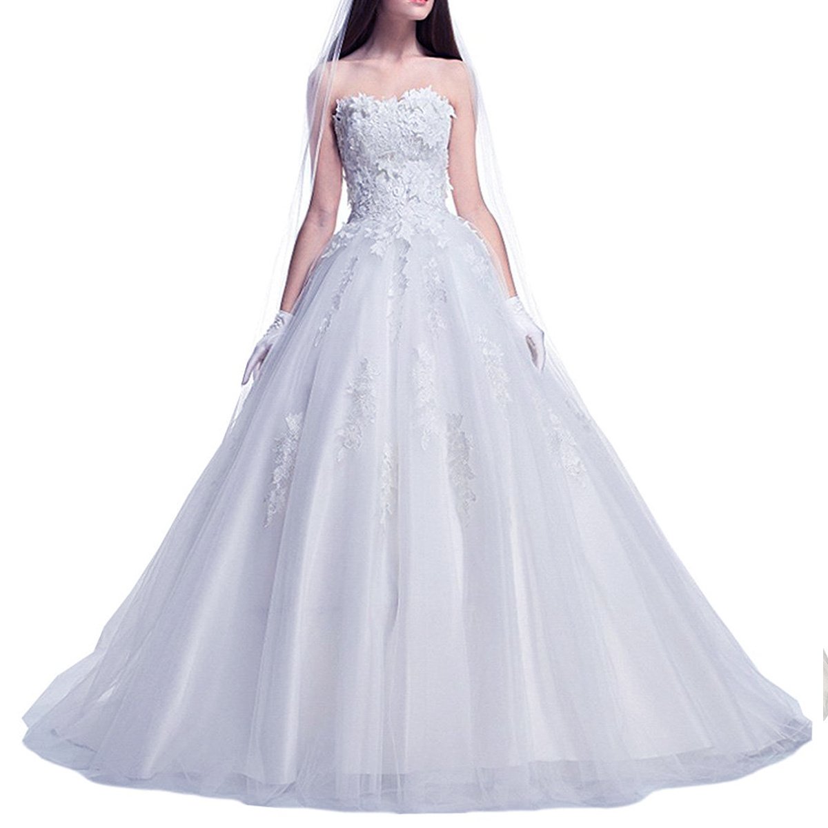 Abito da Sposa Lungo in Pizzo A-Line delle Donne, Fuori Spalla Abito da Sposa
