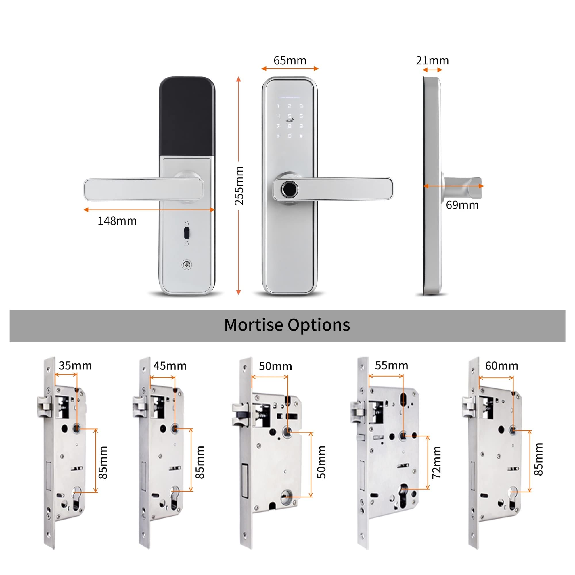 Tuya WiFi Smart Door Lock Cerradura inteligente, Password tastiera touch screen, Impronta digitale con serratura digitale Fechadura (Color : 3585 Sliding Mortise) wisdom