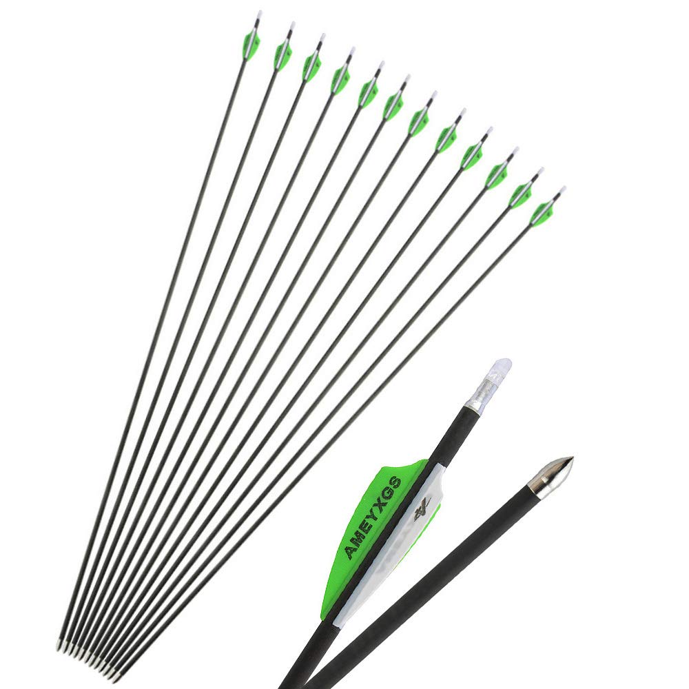 SHARROW Tiro con L'Arco Frecce in Carbonio 32" Frecce da Caccia Frecce per Bersagli Spine 600 Freccia di Carbonio Frecce in Fibra di Carbonio per Arco Ricurvo Arco Composito