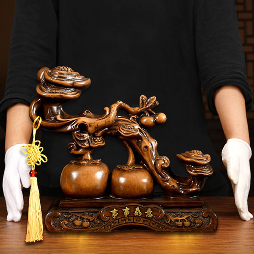 Posąg Persymony Ozdoba Feng Shui Tradycyjna dekoracyjna rzeźba błogosławieństwa do sklepu Regał na książki Dom wiejski Przyciągający ozdoby bogactwa, na biurko w salonie,30X10X25cm