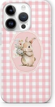 iPhone 16 Pro ile Uyumlu Çiçekli Tavşan Desenli Şeffaf Telefon Kılıfı