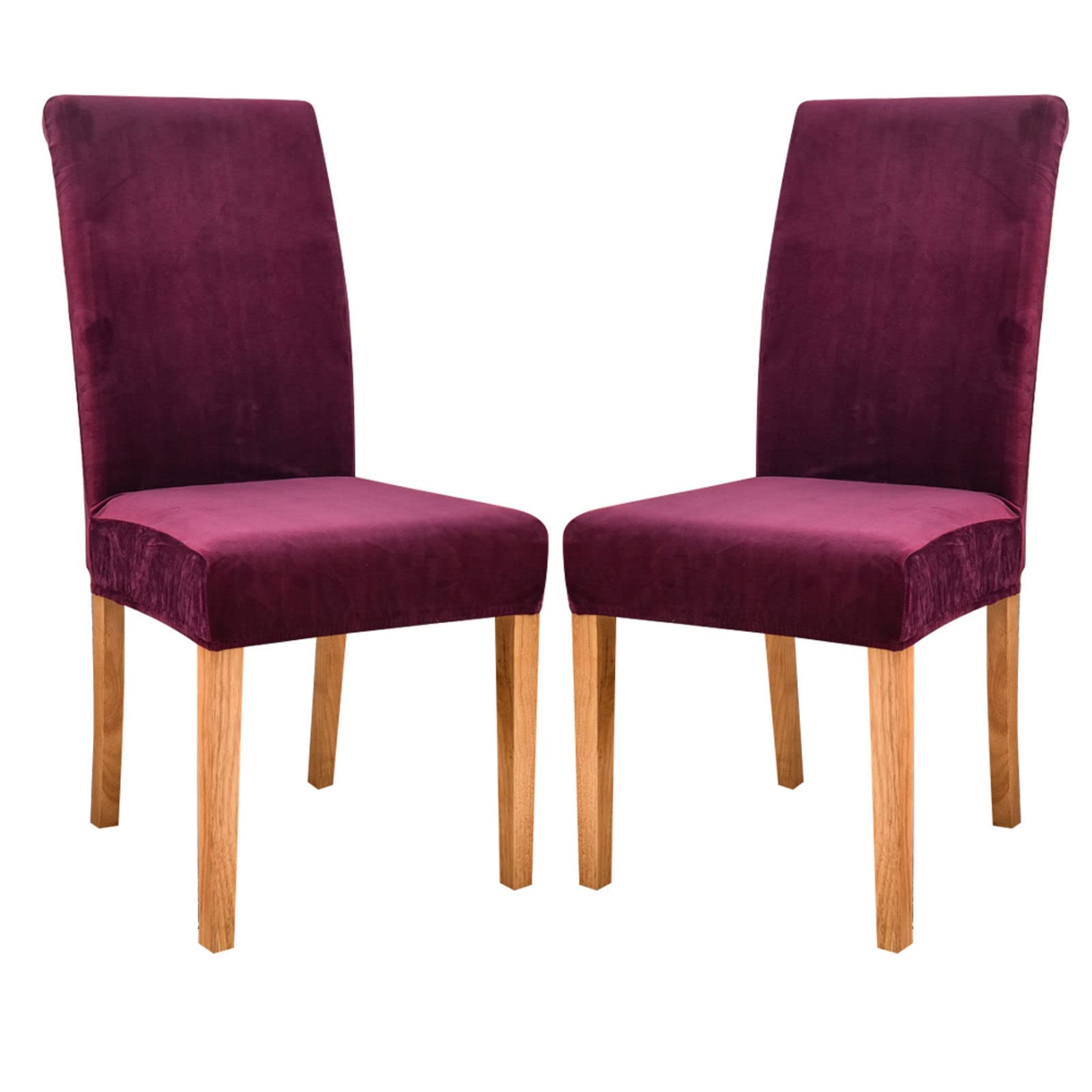 Velvet Chair Covers for Dining Room,2 Pack Plush Stretch Dining Chair Protector Seat Covers Removable Washable Parsons Chair Slipcover for Hotel Banquet Wedding Ceremony Kitchen-BD-Set of 2