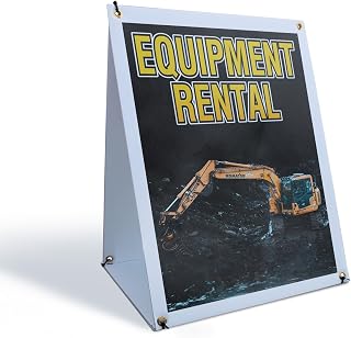 Equipment Rental Sidewalk Sign 18 Inch x 24 Inch A-Frame Images On Both Sides | Construction Tools, Professional Services, Convenient Rentals | Made in USA