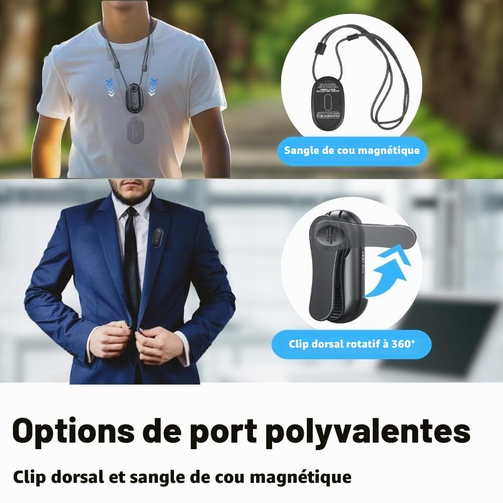 Caméra corporelle 1080P POV Pro, caméra Portable avec Clip Rotatif 360° et Clip magnétique, Enregistrement 150 Minutes, idéale pour conférences, Voyages et promenades (1080-P-32G)