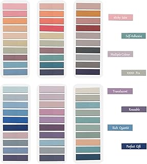 1200 Pcs Sticky Tabs for Annotating, 6 Sheet Tabs 60 Color Multi-Function Writable Sticky Index Tabs, Self-Adhesive and Water-Proof Sticky Notes Tabs for Books Notebook File Bible Tabs (Milti-Color)