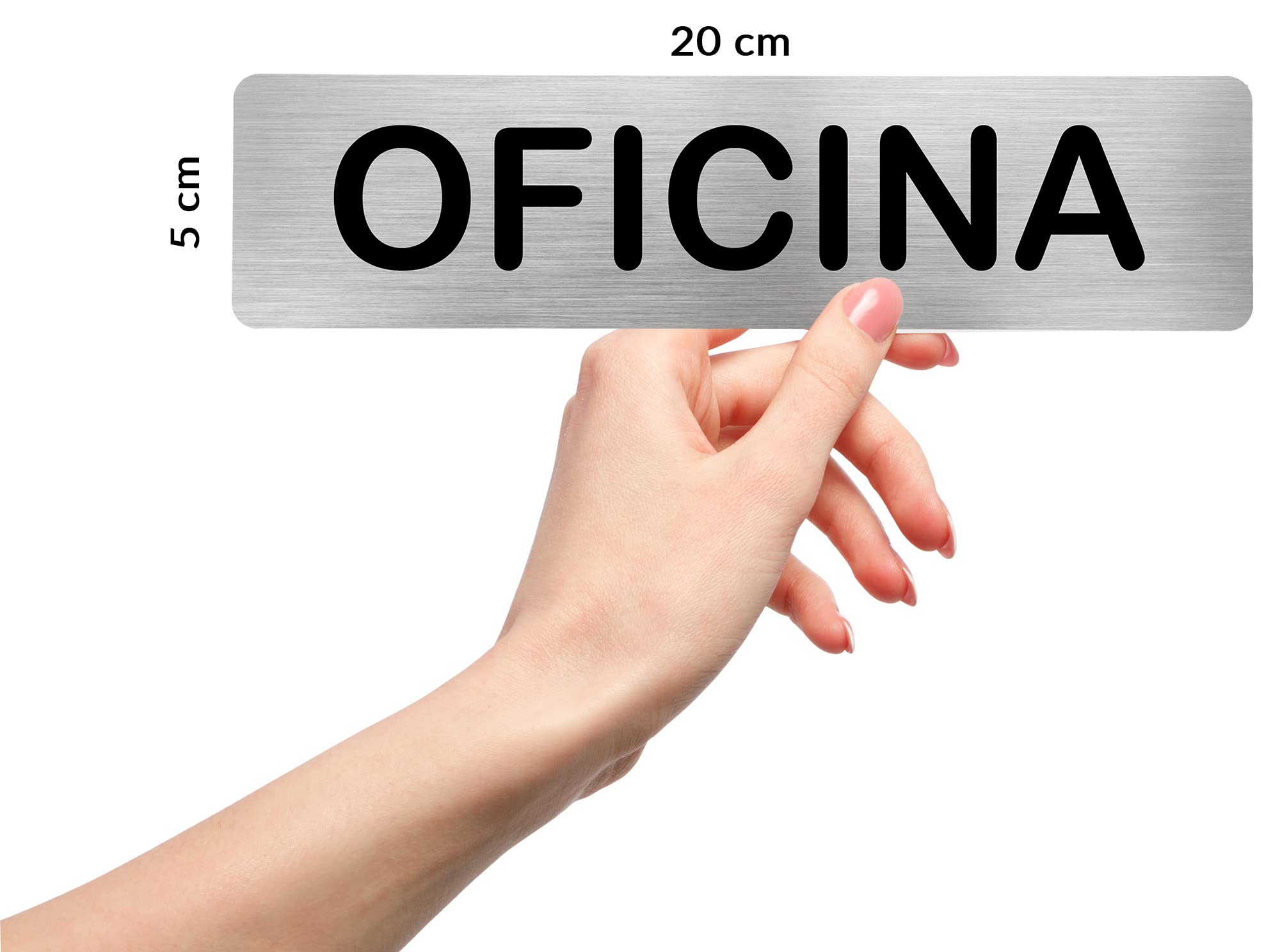 MovilCom® - Señal de acero inoxidable OFICINA | Placa puerta INOX | Señal informativa | Cartel Puerta 200X50mm
