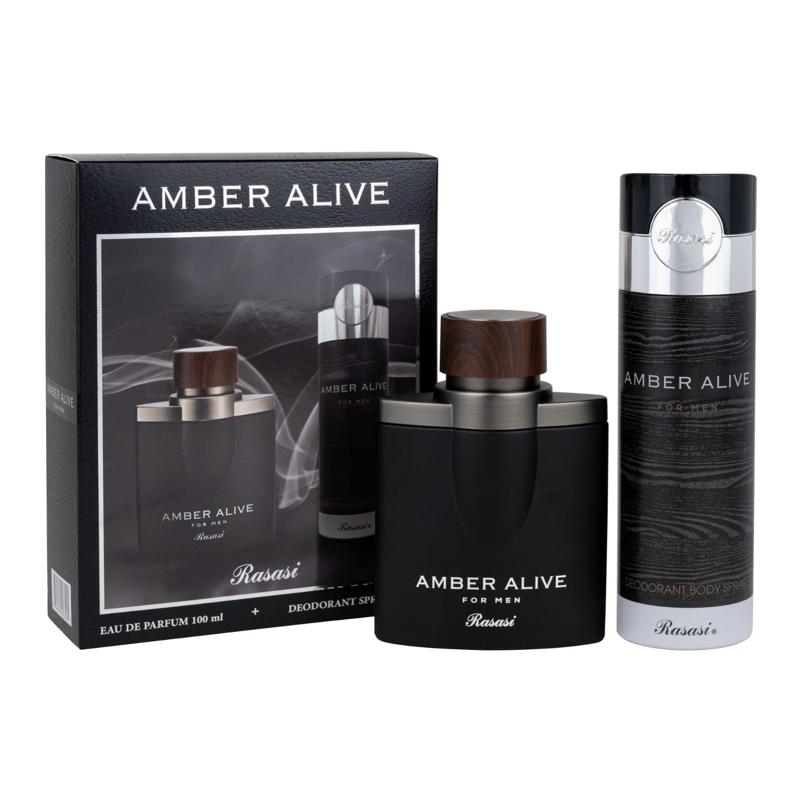 Rasasi Amber Alive For Men Gift Set | 100ML Perfume and 200ML Deodorant | Long-Lasting Fragrance | Gift for Him