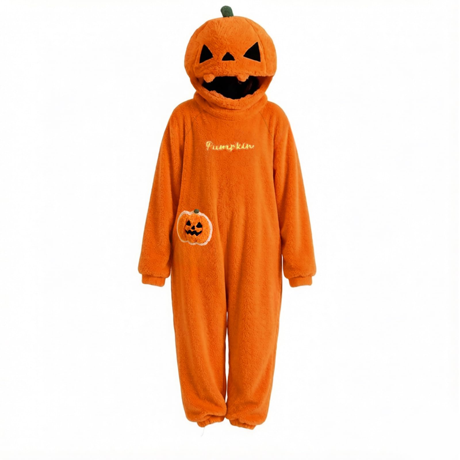 Genérico Disfraz Halloween de Calabaza Mono Pijama Unisex Soft Comfortable Wearable Pijama de Felpa con Capucha para Hombre y Mujer, Ideal para Fiestas Disfrazadas y Noches de Pijamas