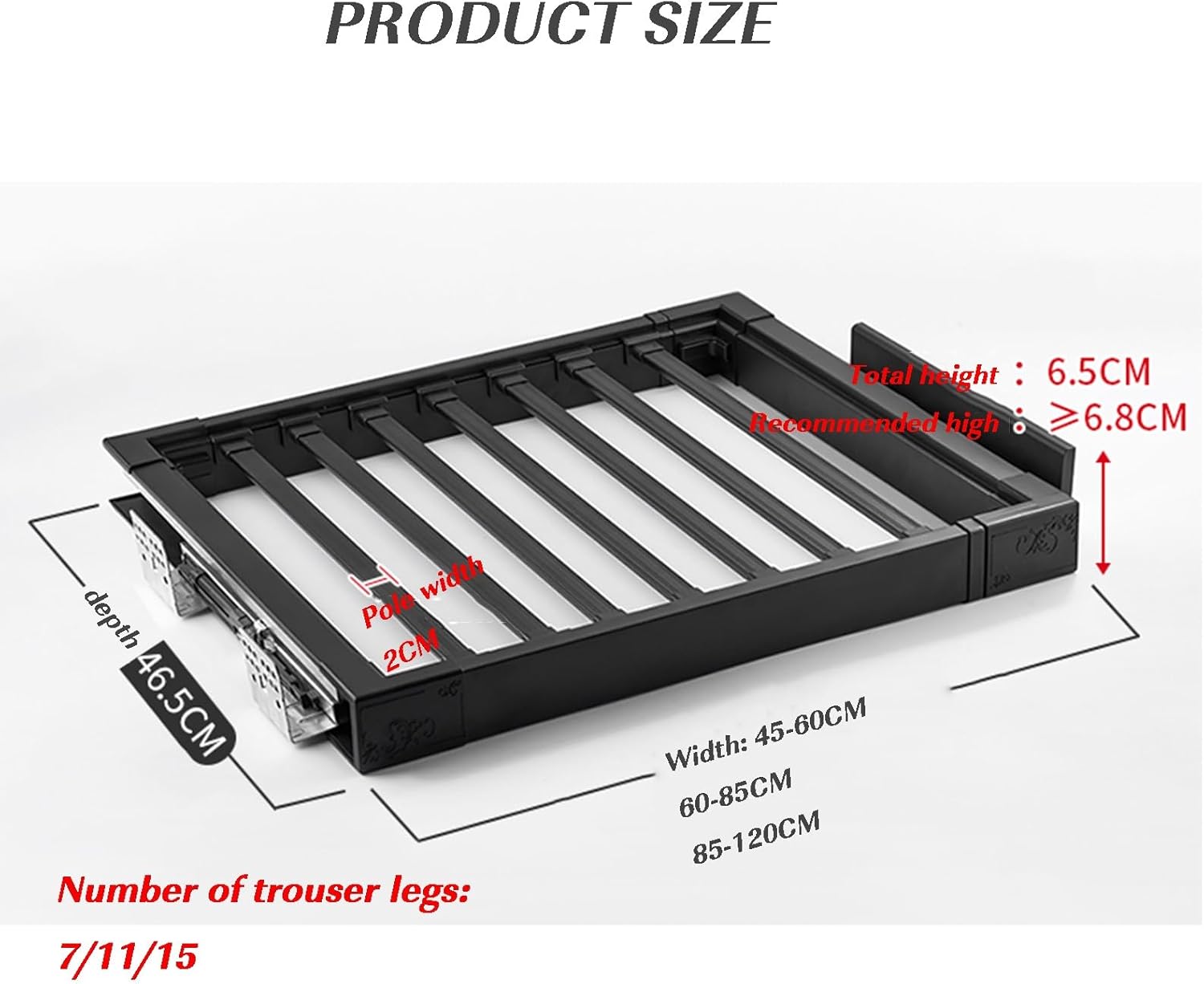 Clothes Rail Pull Out Clothes Rail Drying Rack, Pull-Out Trouser Invisible for Washing Machine Aluminum Alloy ABS Multiple Sizes(65-85cm)
