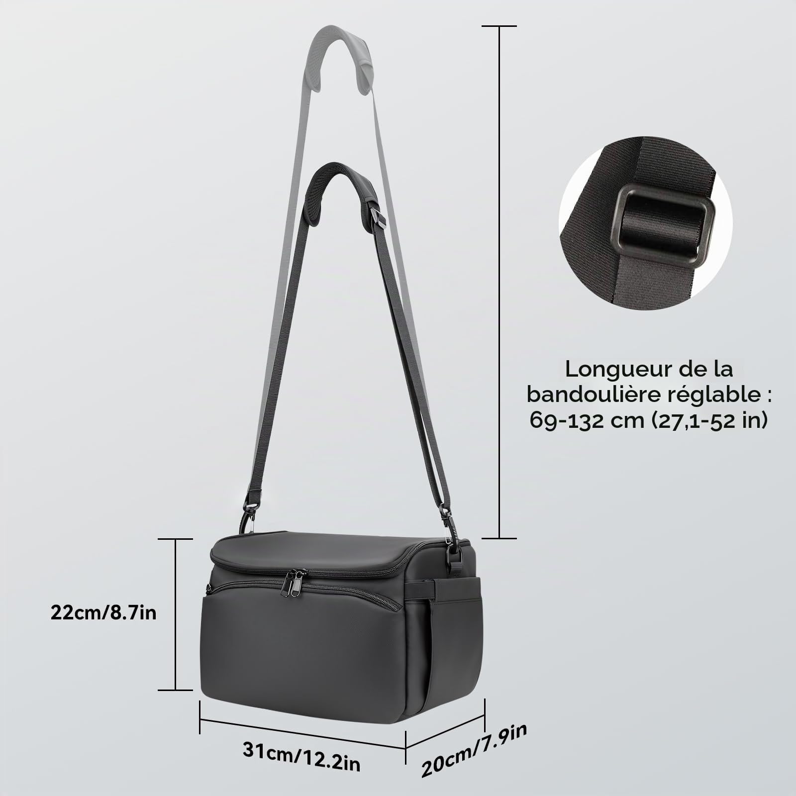 FPVtosky Sac à Bandoulière pour DJI Avata 360/Avata 2/Mavic 4 Pro/AIR 3S Fly More, Sac à Épaule pour Batterie/RC Motion 3/Goggles N3/Radiocommande 3 FPV et Autres Accessoires, Grande Capacité