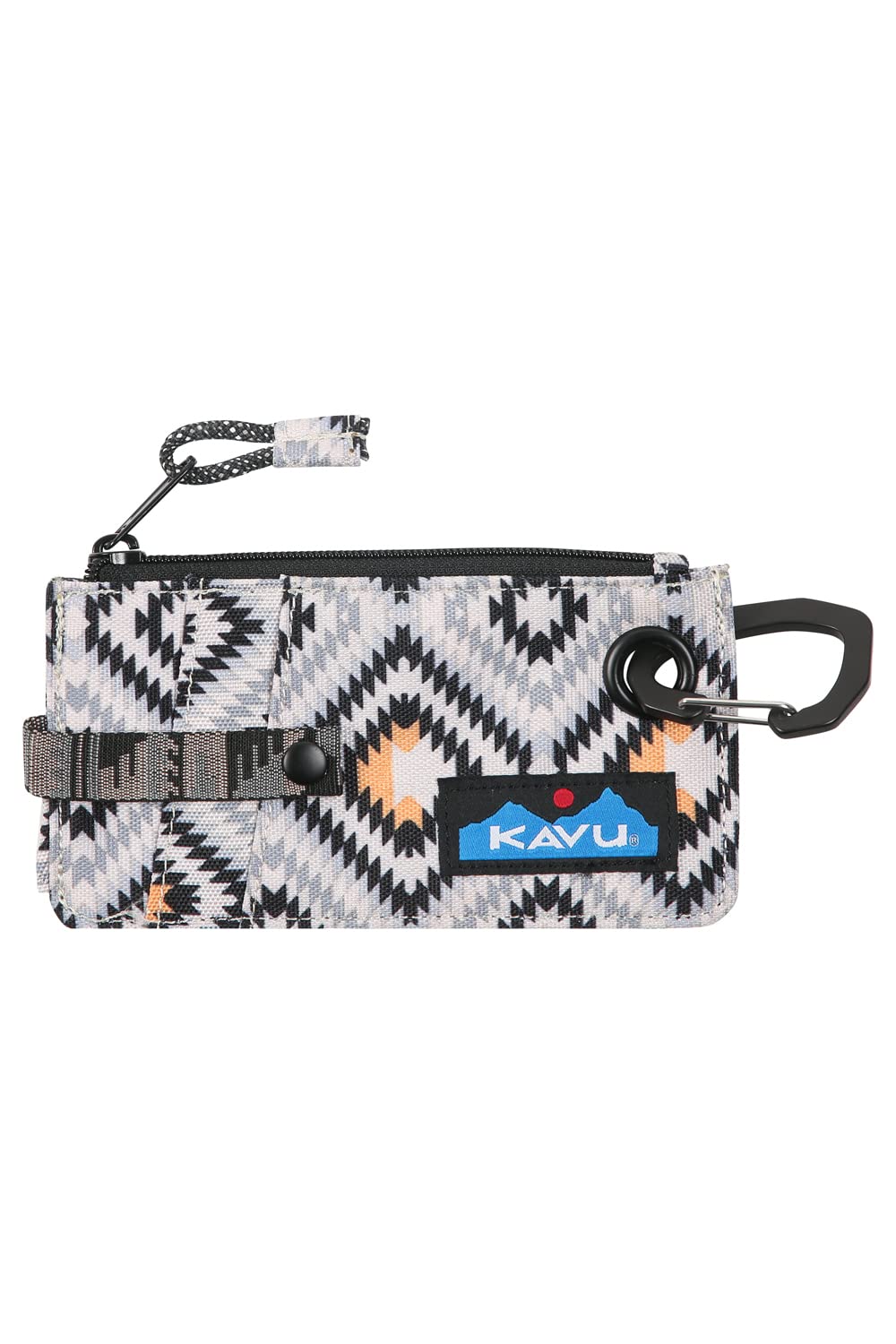 KAVU Clipper Card Case Double Sided Wallet with Clip Key Ring - Mellow Motif