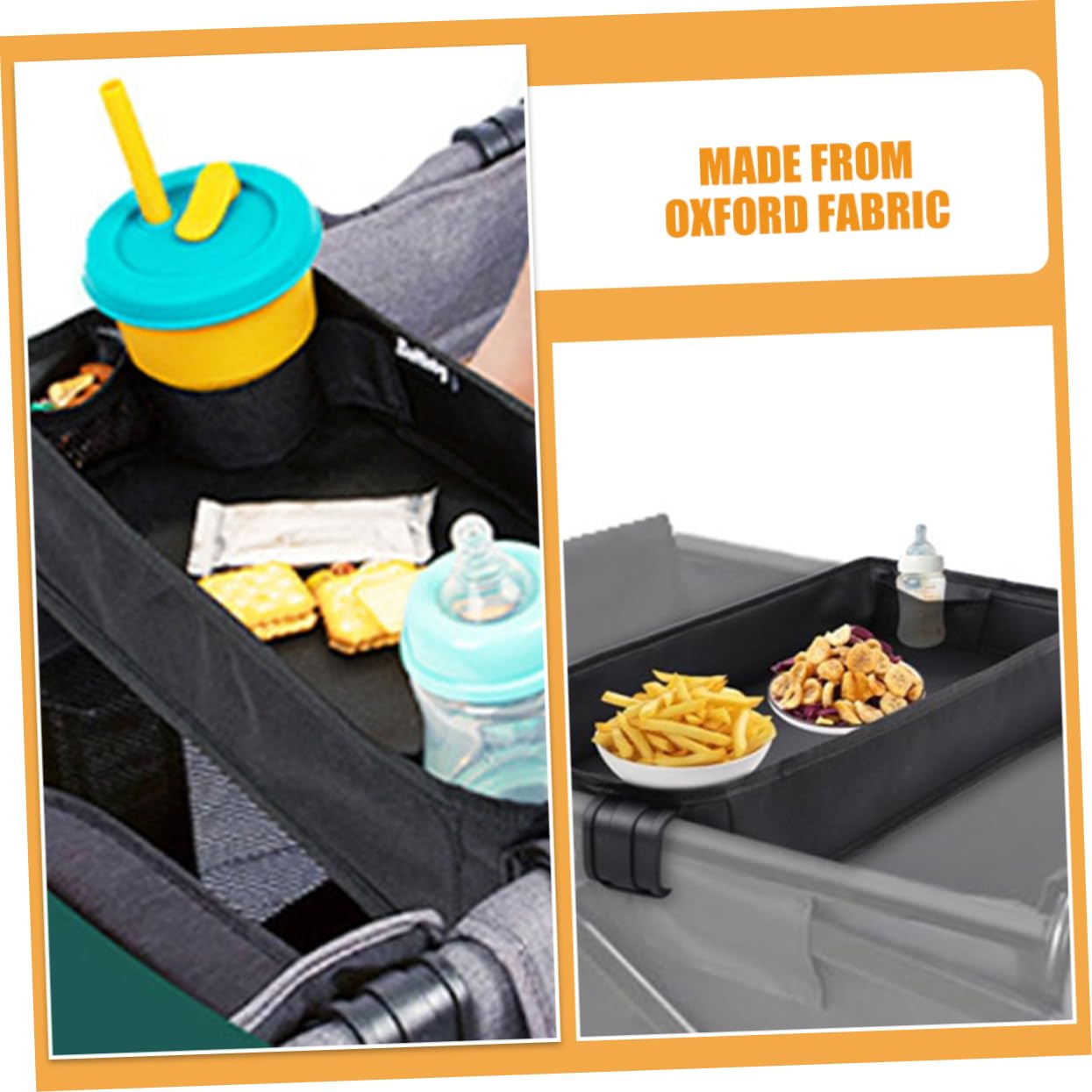 Kinderwagen Tablett mit Getränkehalter und Snack Organizer Zubehör für Junge Mädchen und Kleinkinder mit Abnehmbarem Telefonhalter und Anpassbar für Ausflüge