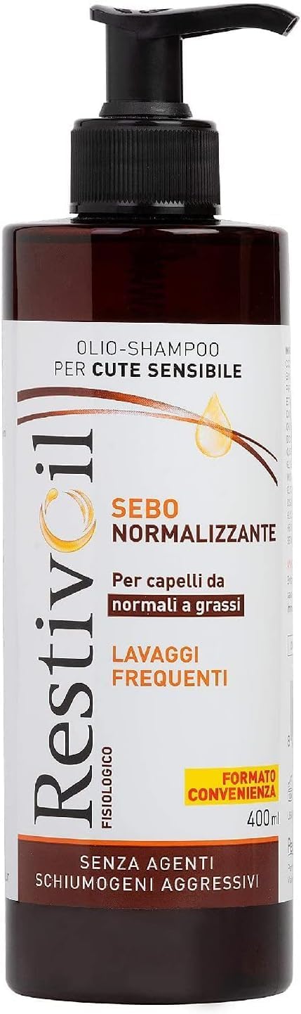 RestivOil Fysiologische verzorgingsshampoo voor haar, fysiologische olie met hydraterende en reparatiewerking, voor normaal tot vettig haar, 400 ml