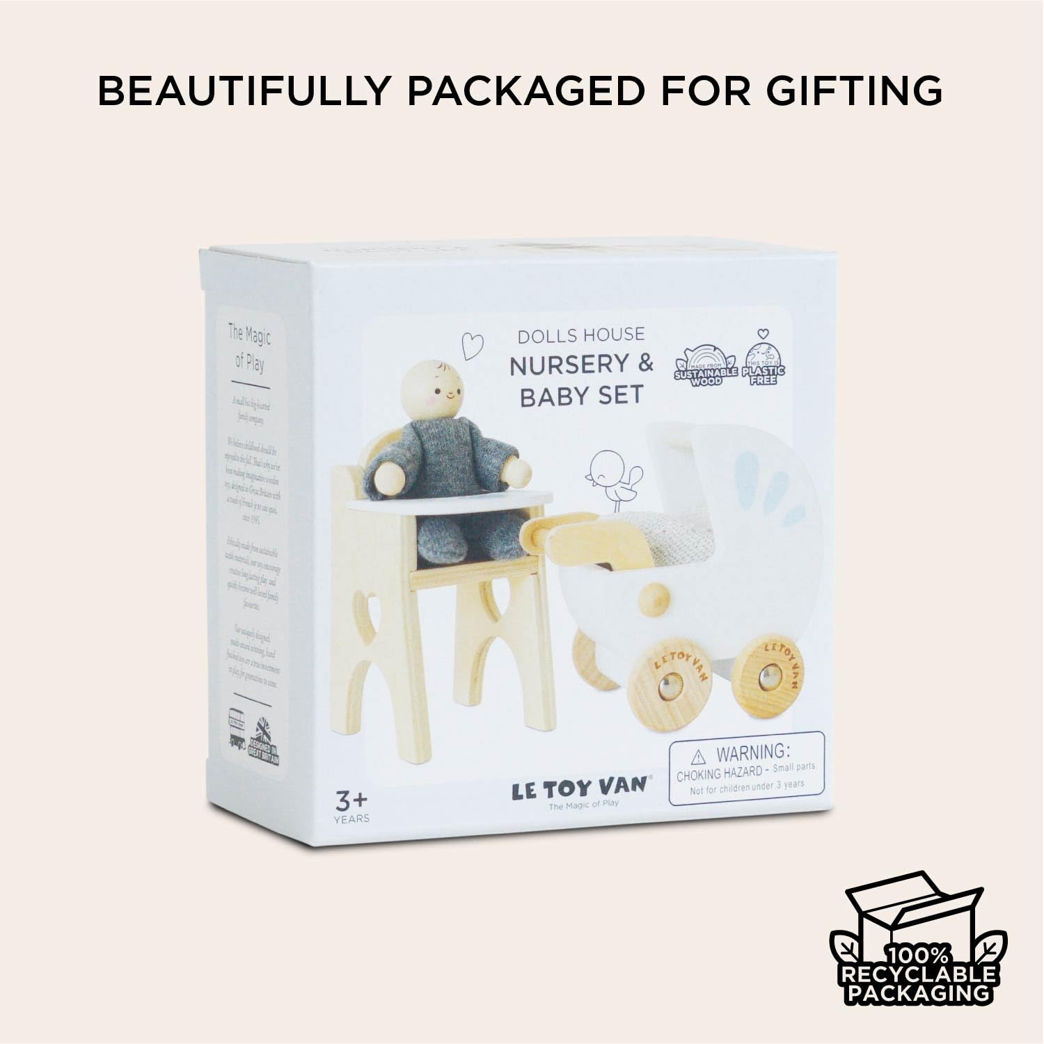Le Toy Van - Wooden Doll House Nursery Play Set For Dolls Houses , Daisylane Dolls House Furniture Sets - Suitable For Ages 3+