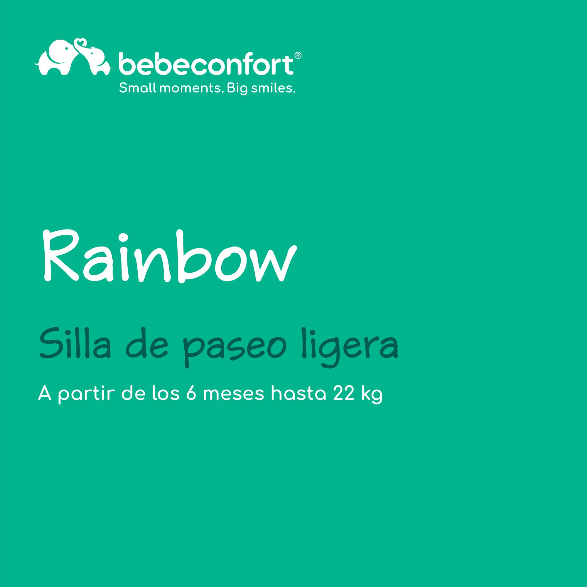 Bebeconfort Rainbow Silla de paseo ligera y reclinable multi posiciónes, plegable con cierre compacto, para niños 6 meses-4 años hasta 22 kg, color Mineral Green