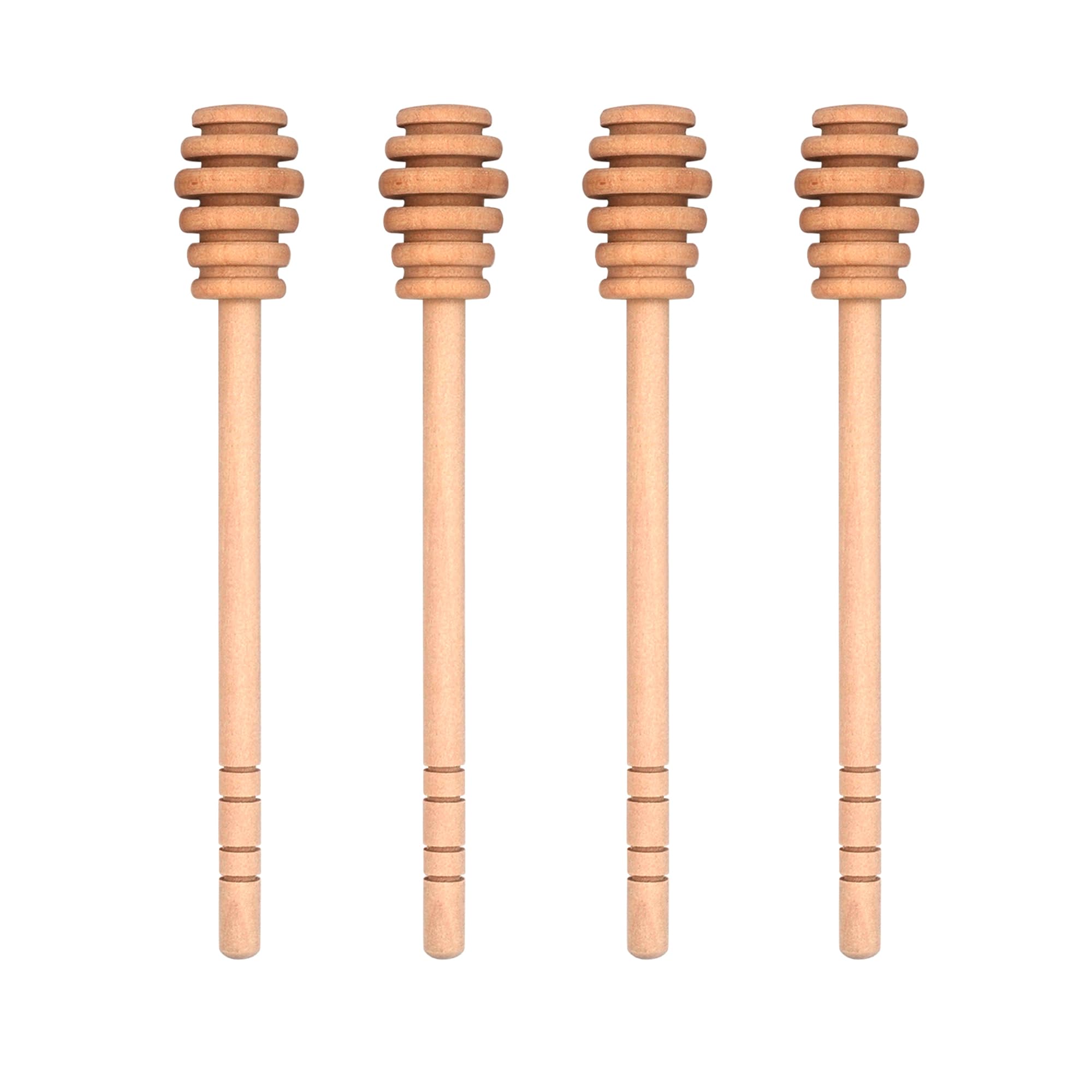LVVXIXI 4PCS Honey Mixing Stirrer, 6.3 Inches Wooden Honey Dipper, Smooth Honey Comb Stick, Honey Spoon Collecting Dispensing Drizzling Jam (Straight Handle)