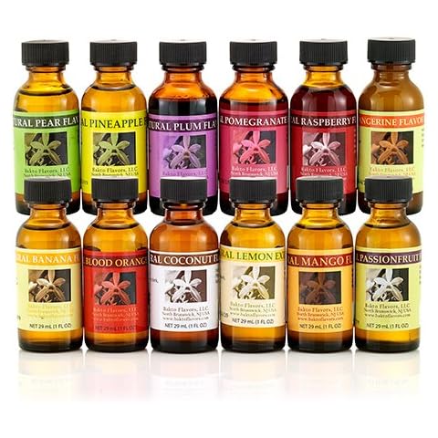 Bakto Flavors Fruit Frenzy Collection Version 2, 1-ounce Bottles, Pack of 12 - Pear, Pineapple, Plum, Pomegranate, Raspberry, Tangerine, Banana, Blood Orange, Coconut, Lemon, Mango, and Passionfruit Cover