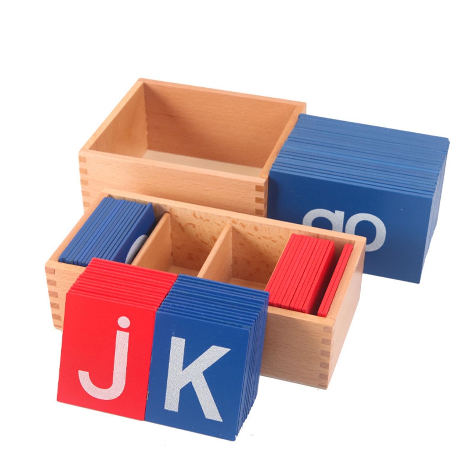 Tarjetas de Letras de Lija Montessori, Tarjetas Didácticas para Trazar el Alfabeto en Mayúsculas y Minúsculas Rojo y Azul,2 Piece Set