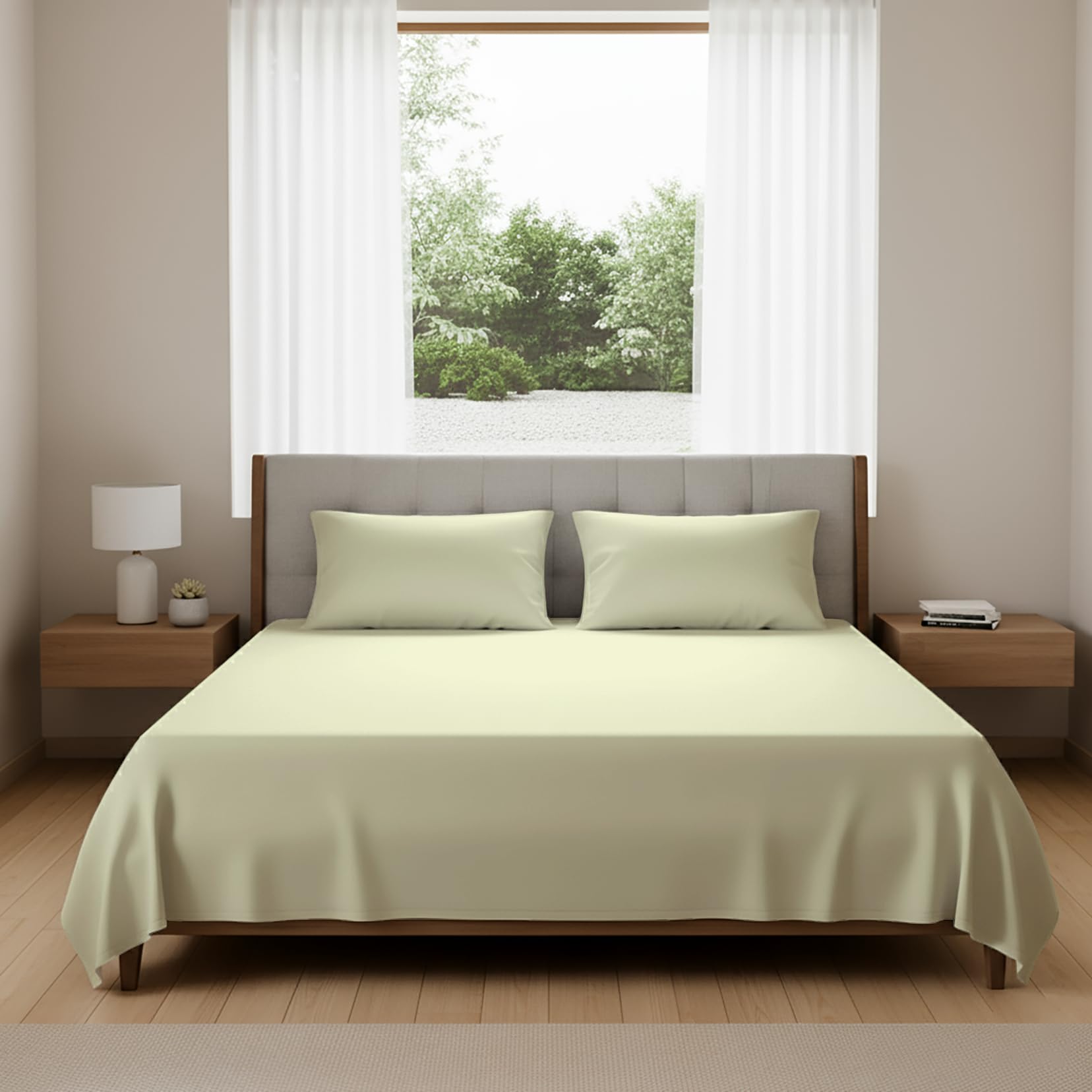 Double Flat Sheet 400 Thread Count Egyptian Cotton, Ultra-Soft & Durable Quality, Breathable Easy Care, Double Bed Size: 230 x 250 cm
